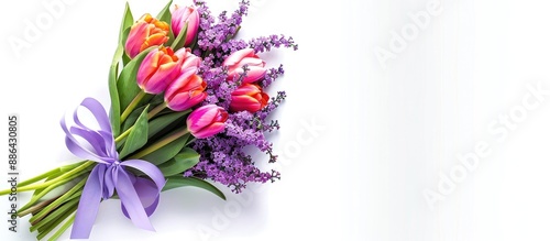 A bouquet of tulips and lil...