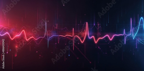 Red heart beat monitor line with light effect on dark background photo