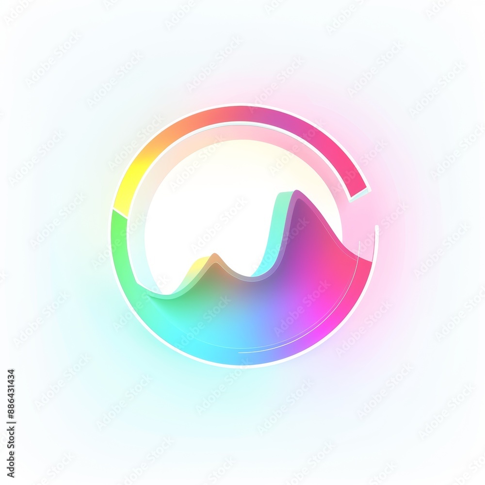 A colorful circle with a mountain in the middle. The mountain is surrounded by a rainbow A colorful circle with a mountain in the middle. The mountain is surrounded by a rainbow