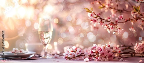 Cherry blossoms create a dr...