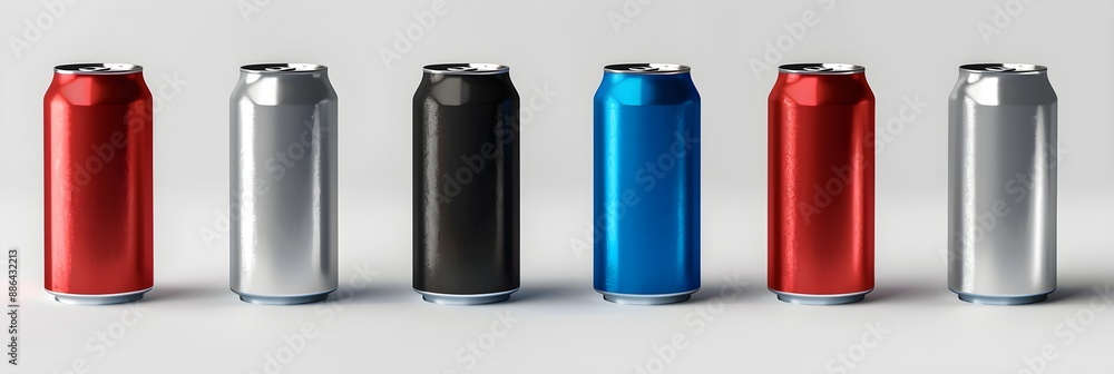 Soda or Energy Drink Can Mockup - Red, Blue, Black and Silver Can Template - Aluminium Tin Drinking Can for Logo Placement - Design Template for Beverage Soda or Energy Drink Can Mockup - Red, Blue, Black and Silver Can Template - Aluminium Tin Drinking Can for Logo Placement - Design Template for Beverage