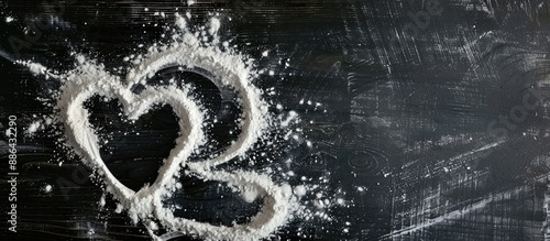 Heart shape drawn on flour ...