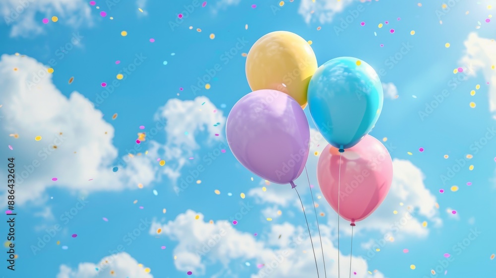 A bunch of colorful balloons are floating in the sky A bunch of colorful balloons are floating in the sky