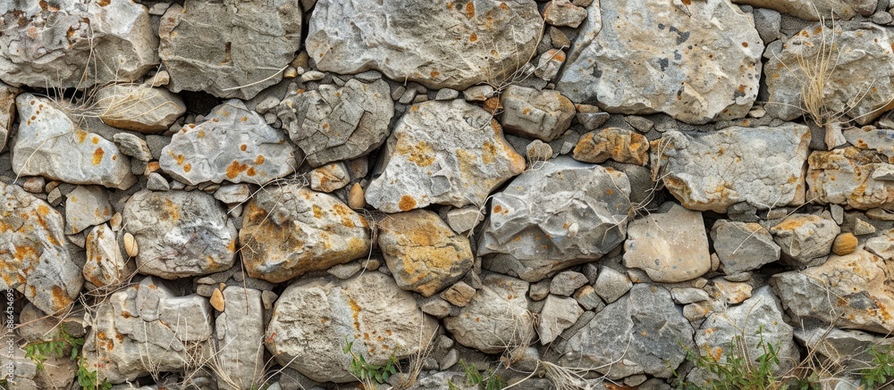 Ancient stone wall with granite rocks showcasing historical architecture serves as a decorative boundary for properties and roads providing habitats for reptiles and small creatures in tourism copy s Ancient stone wall with granite rocks showcasing historical architecture serves as a decorative boundary for properties and roads providing habitats for reptiles and small creatures in tourism copy s