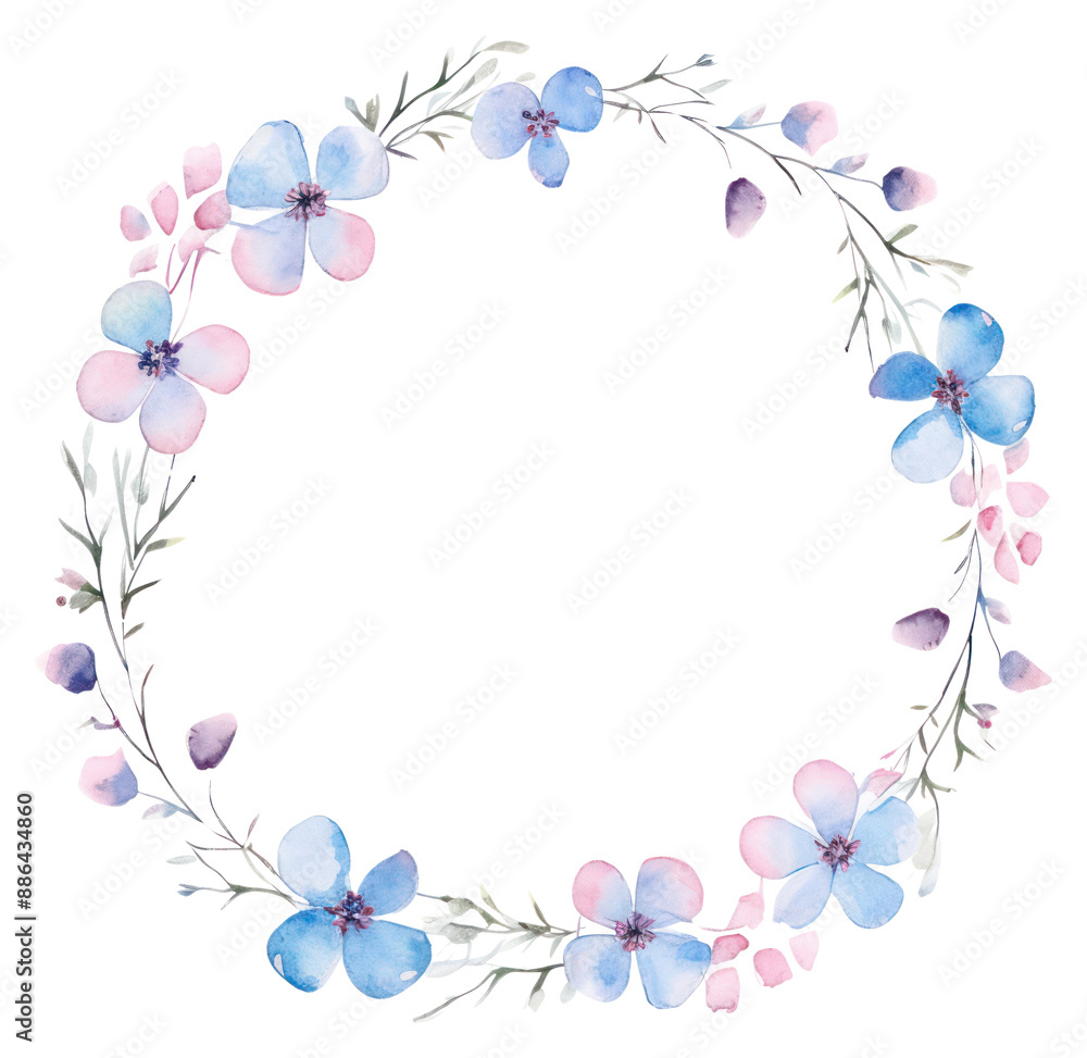 PNG Little Blue flower circle border pattern wreath plant. PNG Little Blue flower circle border pattern wreath plant.