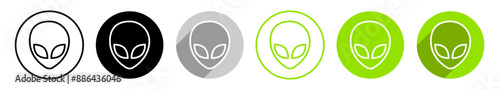 Alien Logo Kontur im Kreis verschiedene Varianten