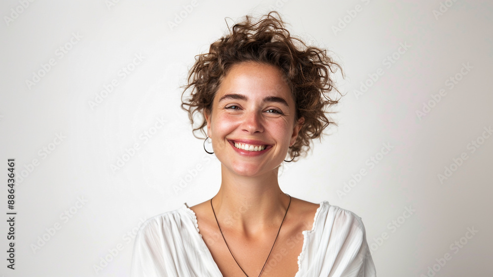 happy young beautiful woman smiling isolated on white background happy young beautiful woman smiling isolated on white background