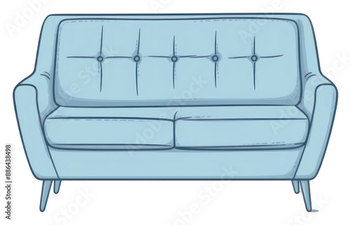 PNG A blue sofa icon furniture drawing chair. photo