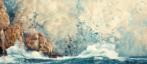 Seascape with waves crashin...