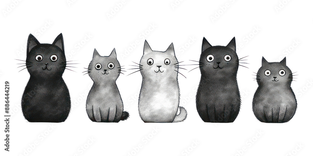 PNG Cat in a row drawing animal mammal. PNG Cat in a row drawing animal mammal.