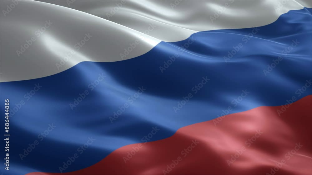 Close up view of Russia waving flag video animation, realistic flag background, perfect loop, official colors, 4K footage Close up view of Russia waving flag video animation, realistic flag background, perfect loop, official colors, 4K footage