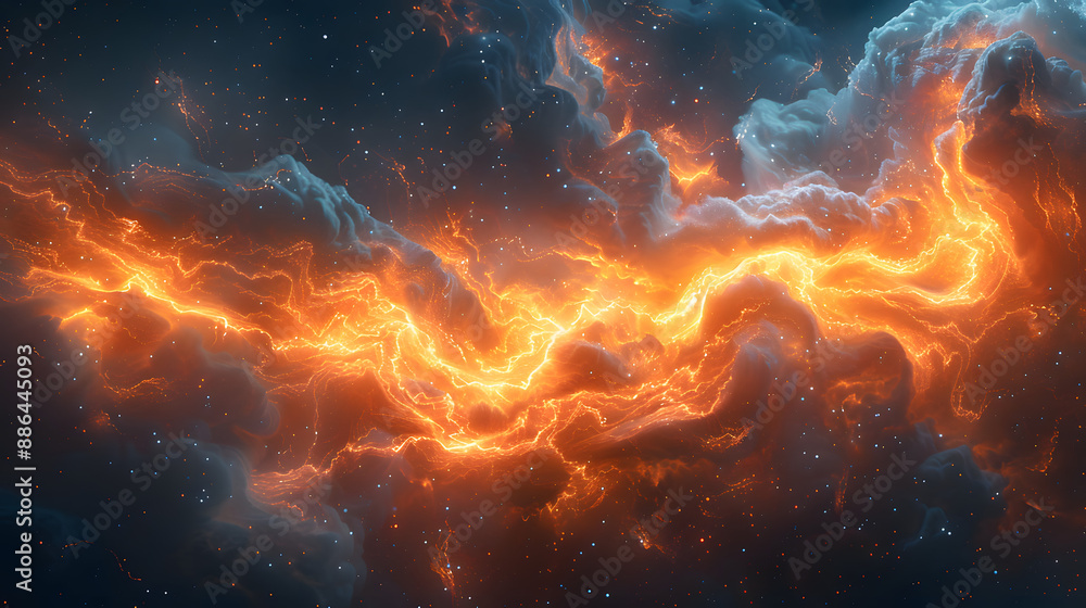 Stunning high-resolution image of a cosmic nebula with vibrant orange and blue colors, creating a mesmerizing outer space scenery. Stunning high-resolution image of a cosmic nebula with vibrant orange and blue colors, creating a mesmerizing outer space scenery.