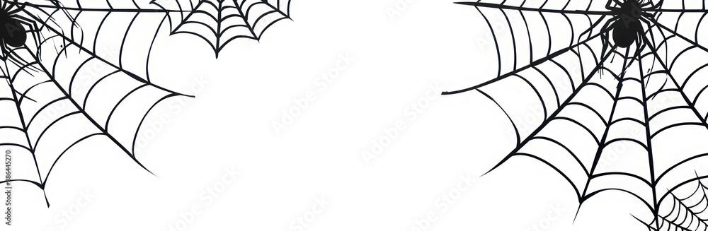 Obraz premium White background vector graphics with simple line drawing of spider webs.