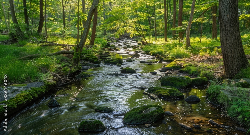 Creek Views: Exploring the Tranquil Waters and Mossy Rocks of Dingman's Creek in Summer Creek Views: Exploring the Tranquil Waters and Mossy Rocks of Dingman's Creek in Summer