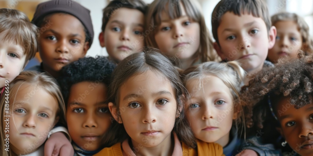 Children stand side by side, forming a united group