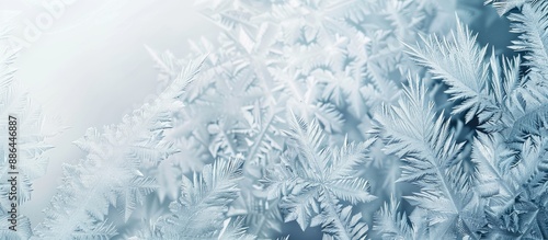 Copy space image of frost patterns on a frozen window symbolizing the wonder of the Christmas season ideal for holiday backgrounds