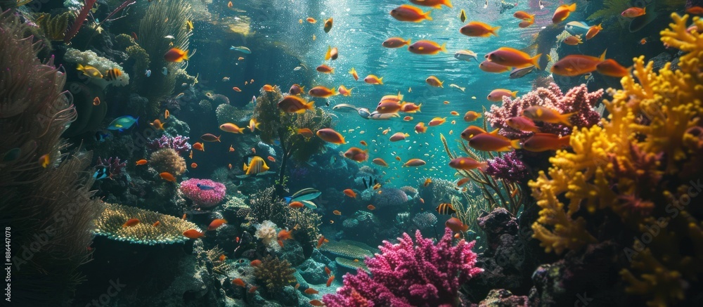 Vibrant Underwater World with Corals and Fish