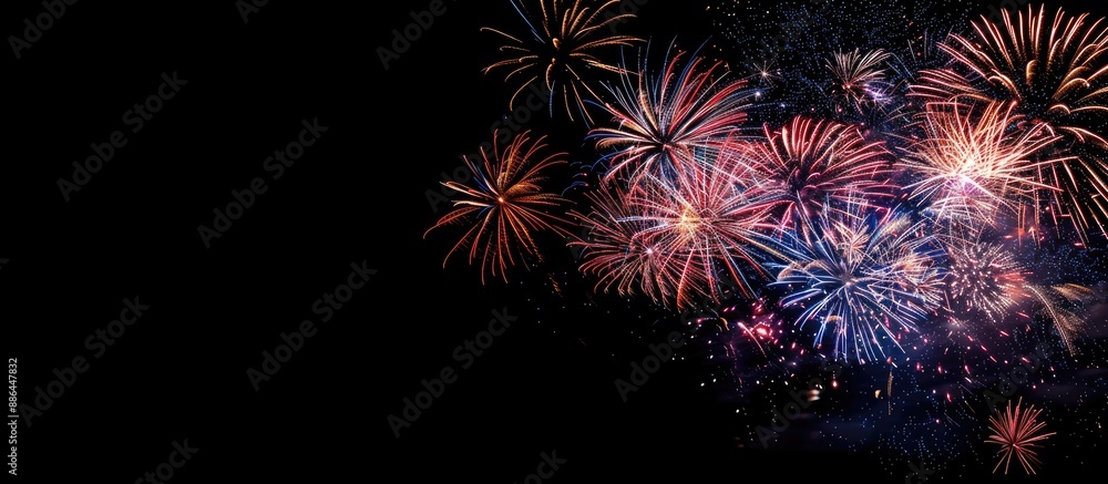 Vibrant fireworks with ample blank space for additional content above and below the display for customization in your copy space image Vibrant fireworks with ample blank space for additional content above and below the display for customization in your copy space image