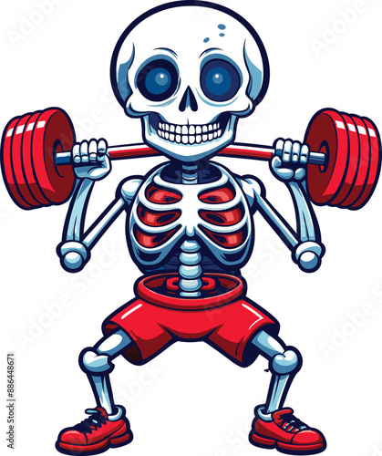 weight lifter skull man vector illustration isolated on a white background,  photo