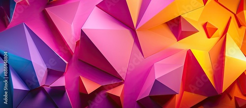 Neon lit geometric paper ba...