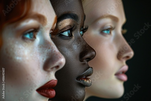 Portrait of women who are diffrent races and ethnicties. Diversity among people. Generative Ai