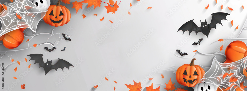 Vector illustration of Halloween empty white background with flags party decorations. Vector illustration of Halloween empty white background with flags party decorations.