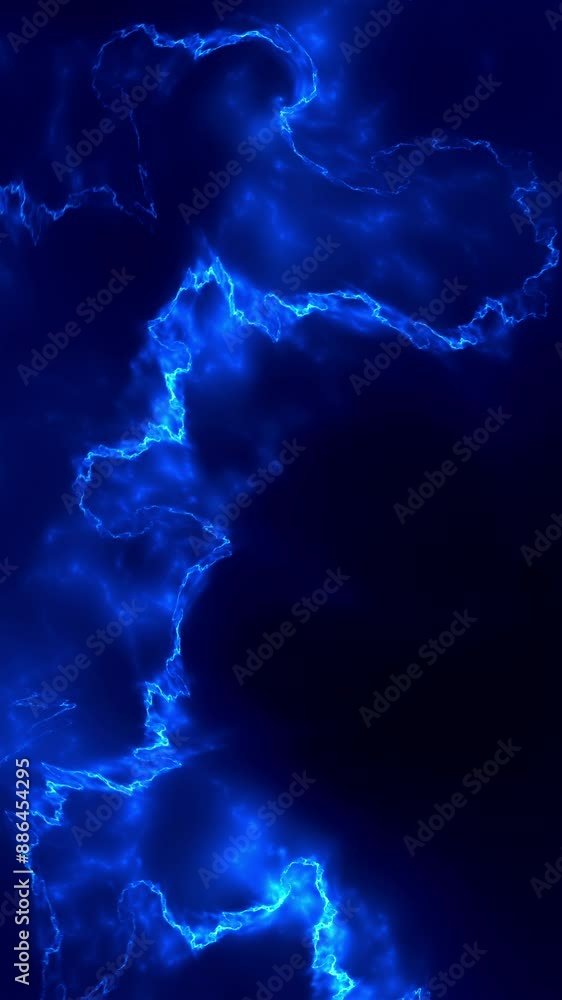 Abstract paranormal blue energy lightning loop. Fractal art. Vertical video. Abstract paranormal blue energy lightning loop. Fractal art. Vertical video.