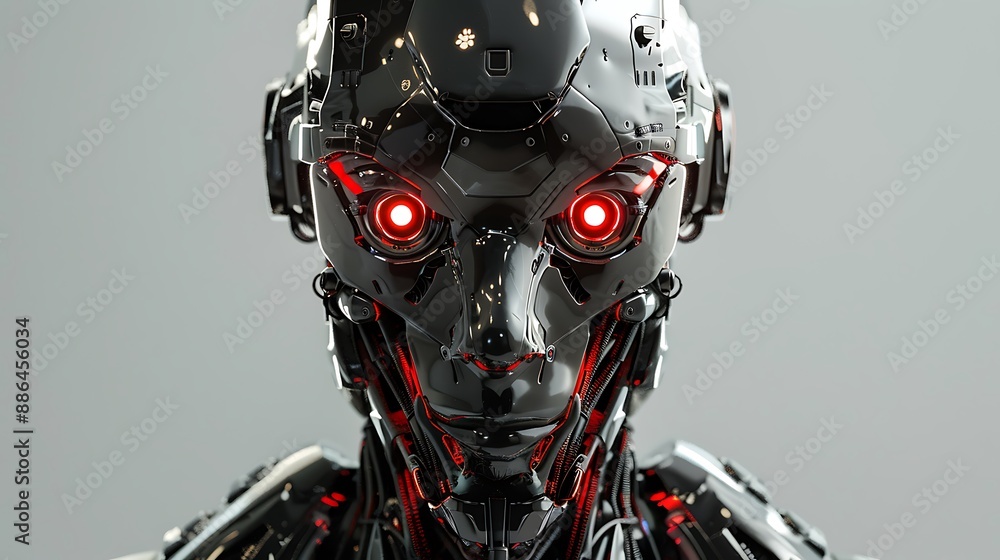 Fototapeta premium Full-Body Front-Facing AI Robot in Art Style - No Background