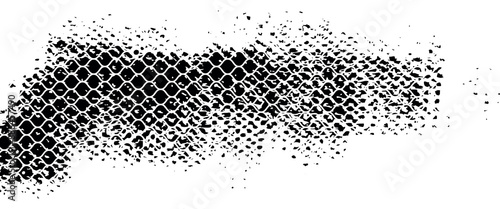 Tire tread marks, wheel textures, tire marks - car racing, motocross, drift, rally, off-road and others. Vector black isolated texture in grunge style with splashes. Black and white monochrome se