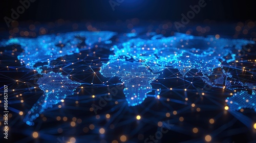 Global Network Connection: A Digital World Map