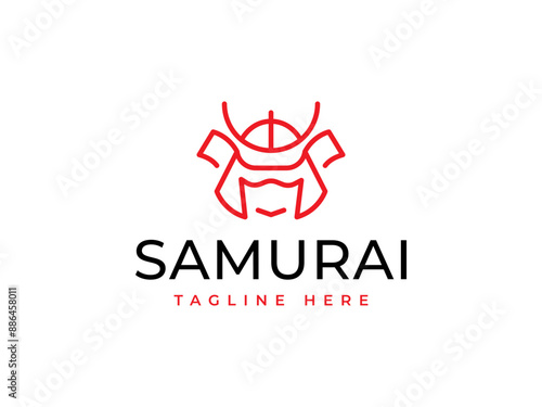 samurai logo vector illustration. samurai line art logo template