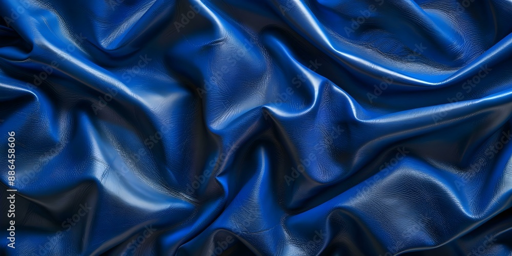 Fototapeta premium Luxurious Electric Blue Faux Leather Fabric with Microfiber Texture for High-End Goods. Concept 