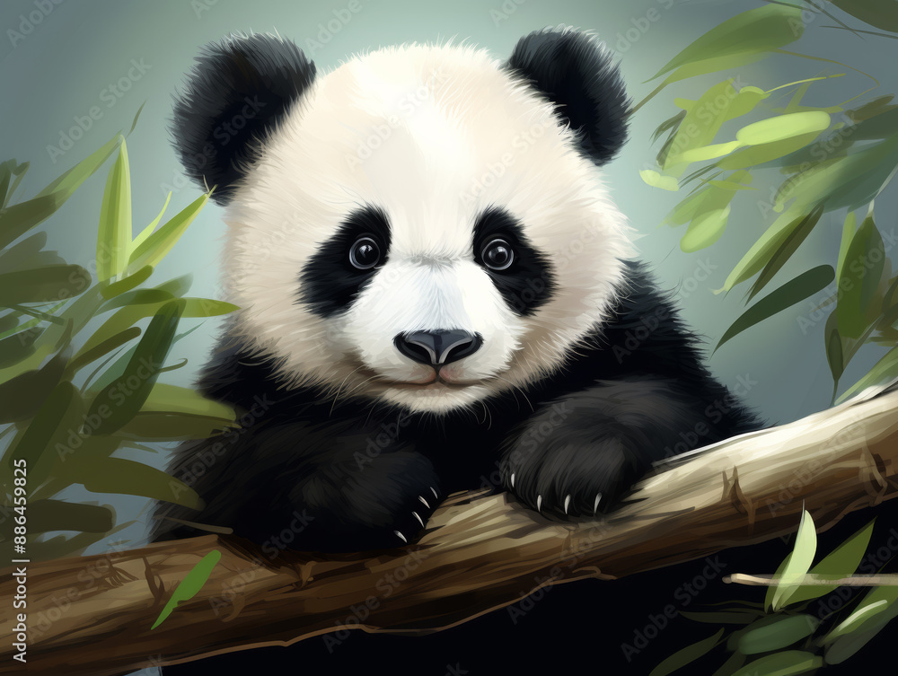 Realistic illustration animal panda Realistic illustration animal panda