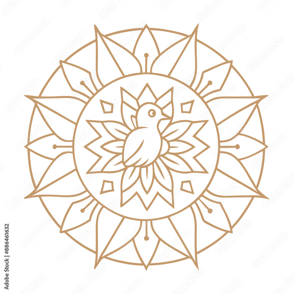Fototapeta premium Bird mandala design with vector art