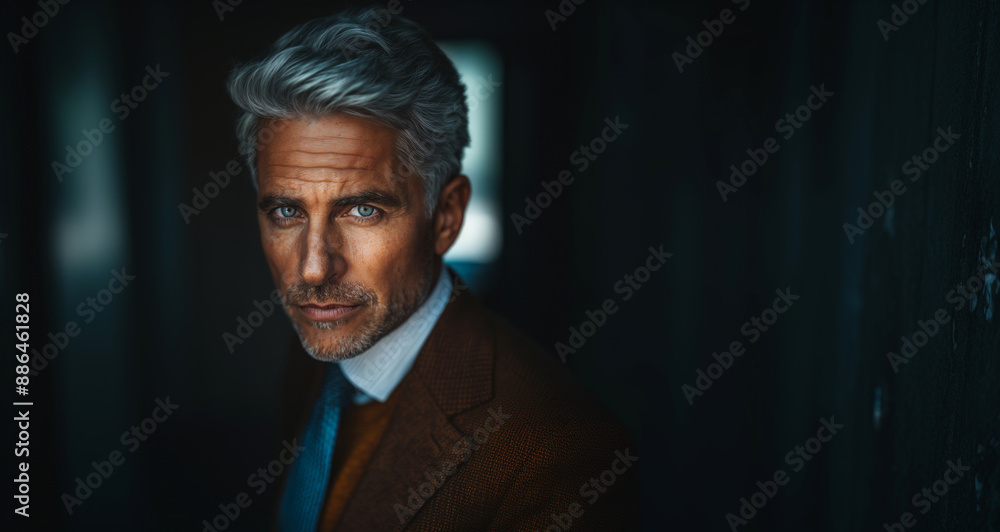 Fototapeta premium Confident Senior Executive in Dramatic Lighting