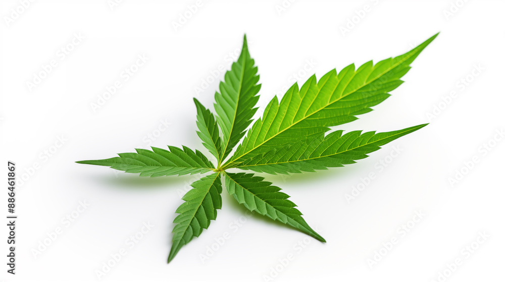 Cannabis green fresh leaf isolated on white background. Cannabis green fresh leaf isolated on white background.