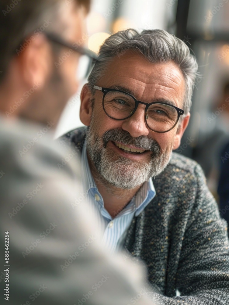 A person wearing glasses and a beard sits at a table A person wearing glasses and a beard sits at a table