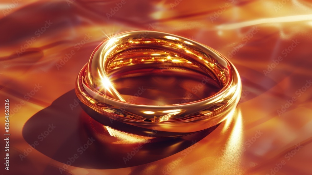close-up of two golden wedding rings on a reflective surface close-up of two golden wedding rings on a reflective surface