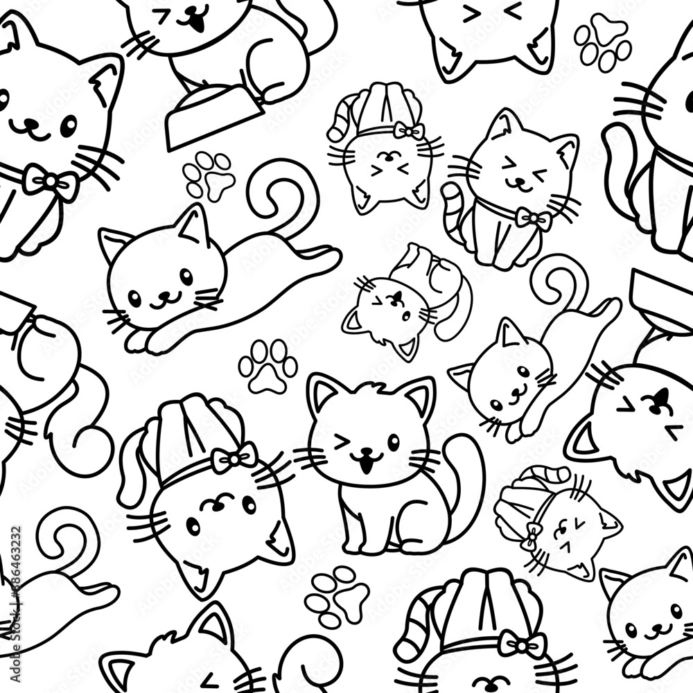Line Cat Background Pattern Line Cat Background Pattern