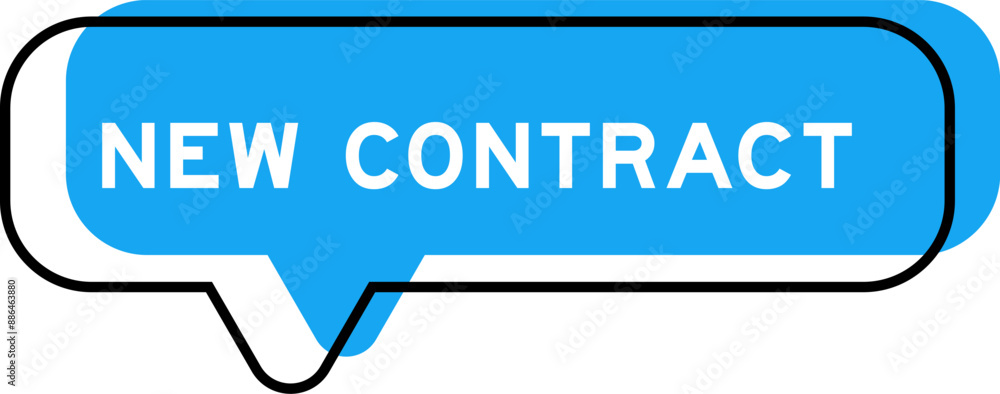Speech banner and blue shade with word new contract on white background Speech banner and blue shade with word new contract on white background
