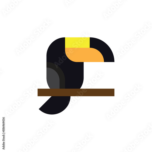 Simple and minimalist little toucan bird logo vector