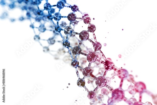 Human dna molecule thread on white background Generative Ai