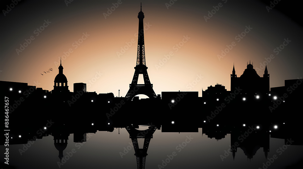 Naklejka premium Silhouette chalk Paris vector image