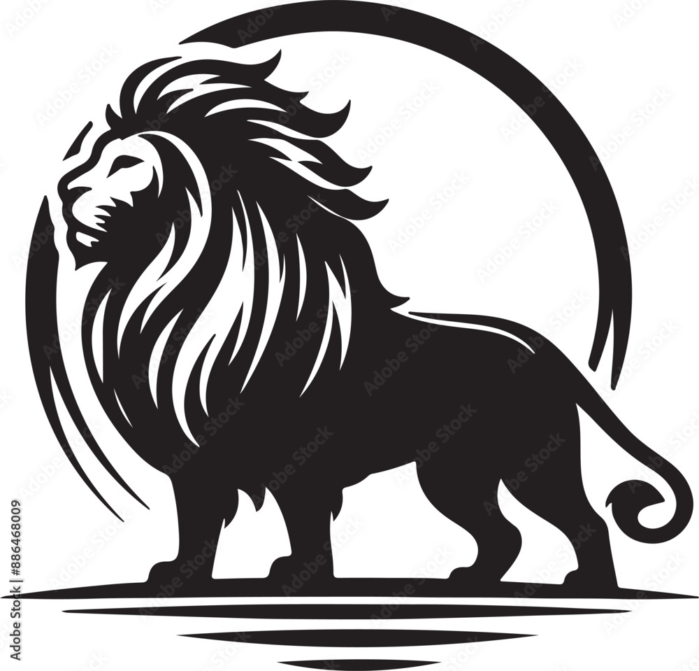 Fototapeta premium Black and white lion vector illustration 