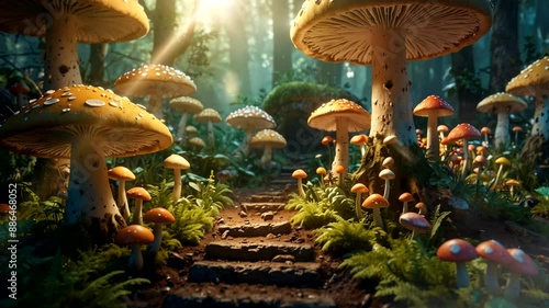 fantasy mushrooms in the forest. beautiful scenery