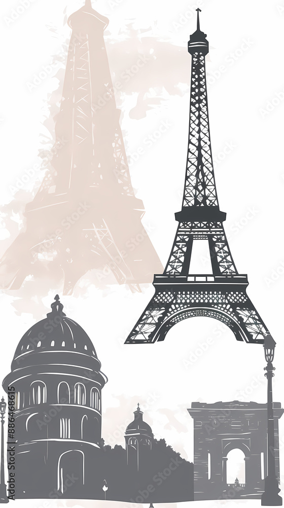 Obraz premium Silhouette chalk Paris vector image