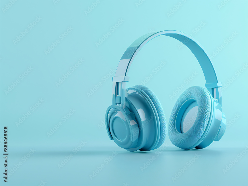 a blue headphones on a blue background a blue headphones on a blue background