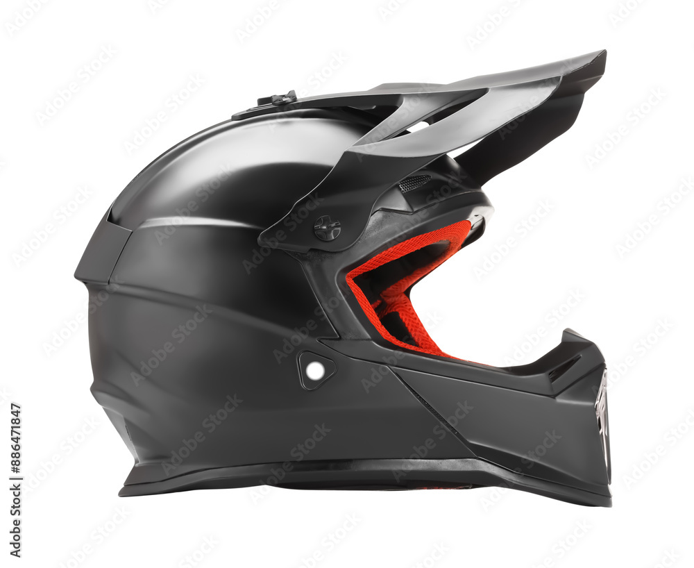 Fototapeta premium Modern motorcycle helmet with visor isolated on white