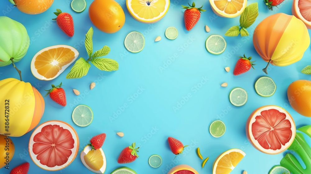 various of fruits background with copy space various of fruits background with copy space
