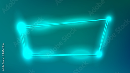 Neon double frame with shining effects 